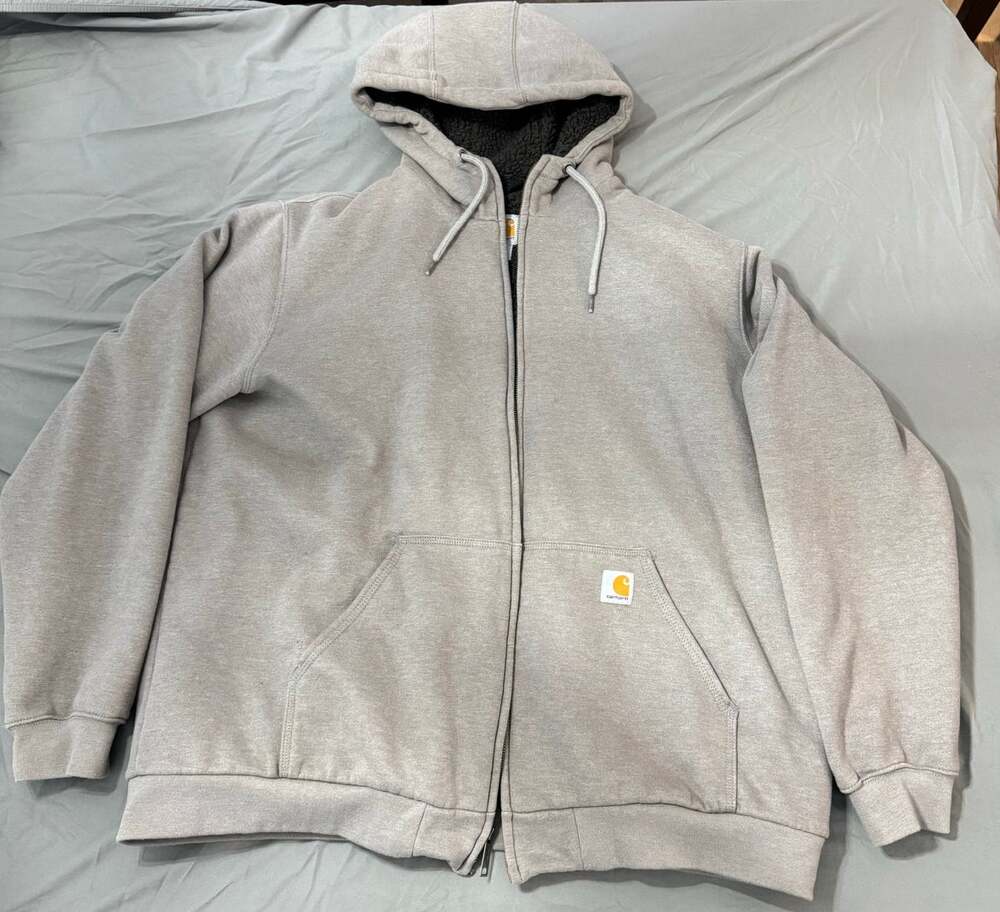 Carhartt Hooded Insulated Zip Front Sweatshirt Jacket Gray 2XL Tall 100072-070
